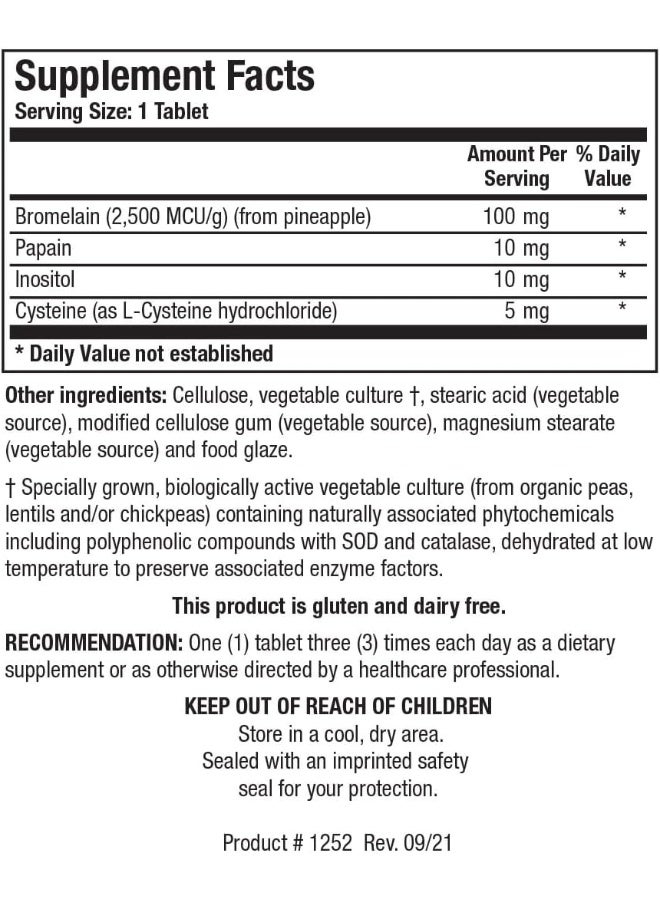 BIOTICS Research Bromelain Plus Lactose Free Dairy Free Digestive Support - Image 2